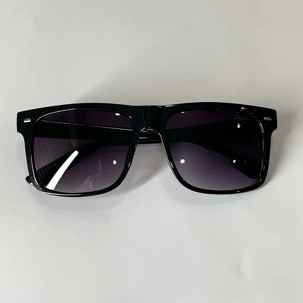 Sean John Men's Unisex Classic Style Black Frame Sunglasses Shades Dark Lenses